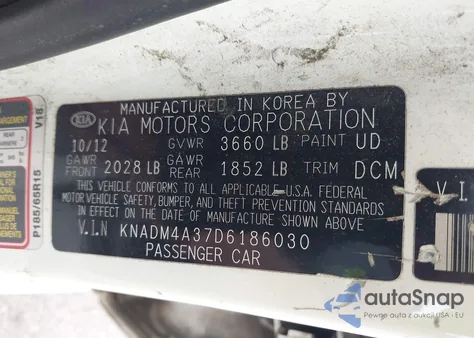 2013 Kia Rio Lx from USA, damaged, VIN KNADM4A37D6186030